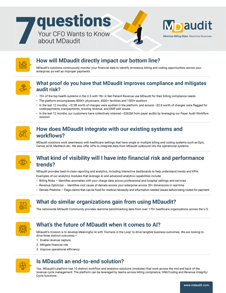 Infographic - 7 questions your cfo wants to know about mdaudit_v2 - mdaudit 7 Questions Your CFO Wants to Know About MDaudit